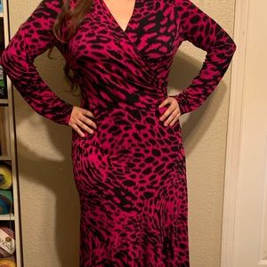 Michael Kors long elegant black and Fuchsia Dress